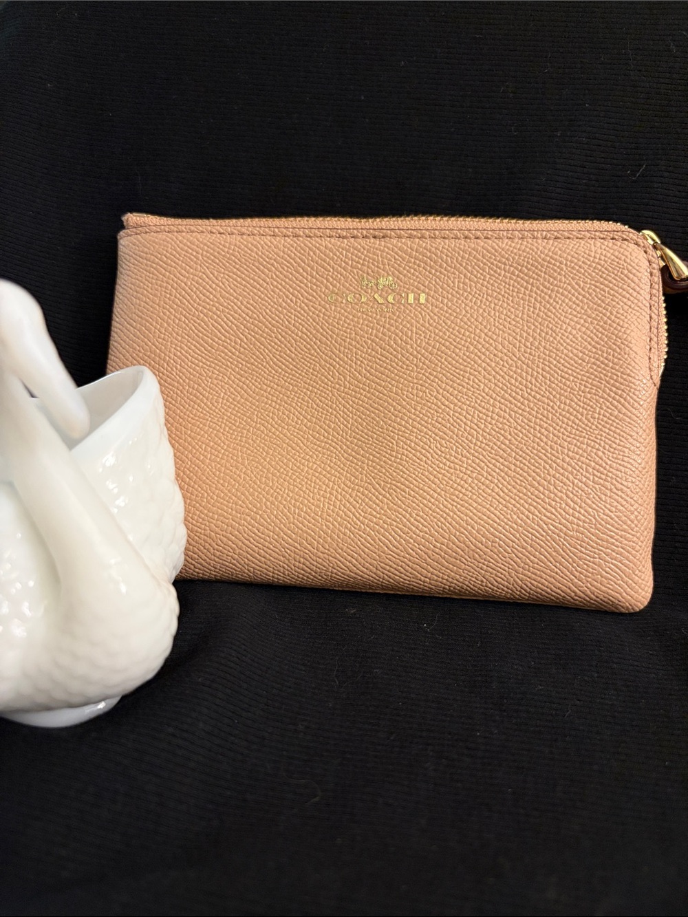 Coach blush Leather Zip Pouch with Gold Logo